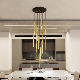 EMIBIG LIGHTING Selter pendant light, gold-coloured, 17-light, metal