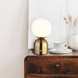 Globo LED table lamp Julsy, brass-coloured, height 21 cm, CCT