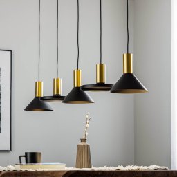 Nowodvorski Lighting Hermanos V pendant light, 5-bulb, black/brass