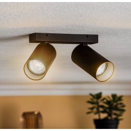 Nowodvorski Lighting Ceiling spotlight Mono II black/gold interior 2-bulb