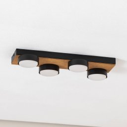 Envostar Laurent ceiling light with wood, 4-bulb