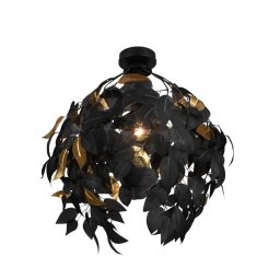 Reality Leuchten Leavy ceiling lamp, Ø 38 cm, black/gold, plastic