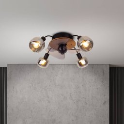Näve Fumoso ceiling fan, four E14 smoked glass lights