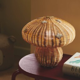 Nordlux Allie table lamp, rattan, mushroom shape, natural brown