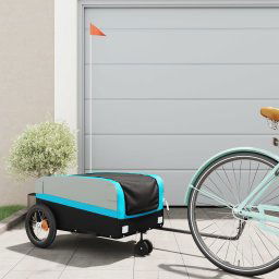vidaXL Bike Trailer Black and Blue 30 kg Iron
