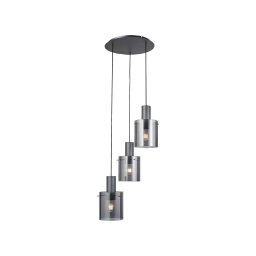 Brilliant Riffelini hanging light, Ø 48 cm, smoky grey, glass, 3-bulb.