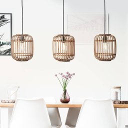 Brilliant Woodrow hanging light, length 105 cm, light wood, 3-bulb, bamboo