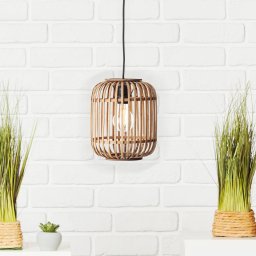Brilliant Woodrow pendant light, Ø 21.5 cm, light wood, bamboo/metal