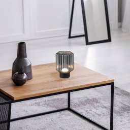 Reality Leuchten Lord rechargeable LED table lamp, black/smoke, height 19.5 cm, glass