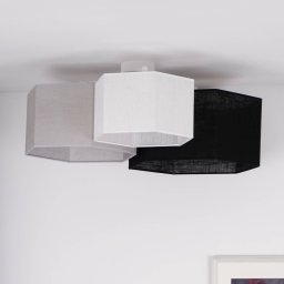 Euluna Emil ceiling lamp, textile black/grey/white, 3-bulb