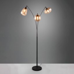 Trio Lighting LUMINA floor lamp, 3-bulb, black/amber, glass