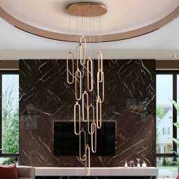 Schuller Valencia LED hanging light Colette rose gold 14-light Ø 60cm remote control