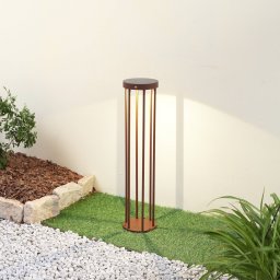Lucande Evelis LED solar path lamp, rust-coloured, aluminium, sensor