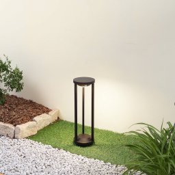 Lucande LED solar path light Nilea, Ø 16 cm, black, sensor