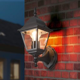 Trio Lighting Livenza outdoor wall light, socket above, black, aluminium