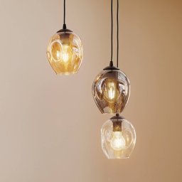 EMIBIG LIGHTING Starla hanging light, glass graphite/amber/clear, 3-bulb, round
