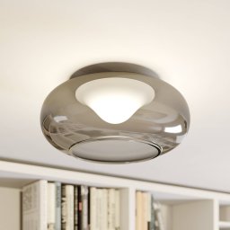 Lucande LED ceiling lamp Mijo, Ø 43 cm, smoke grey, glass