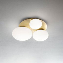 Ideallux Ideal Lux Ninfea ceiling lamp, brass-coloured, opal glass, 3-light.
