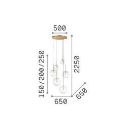 Ideallux Ideal Lux Equinoxe hanging light 6-light brass-coloured clear glass