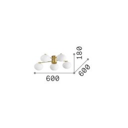 Ideallux Ideal Lux ceiling lamp Hermes brass-coloured 60 cm 5-bulb glass