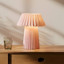 Lindby table lamp Magali, pink, paper, Ø 34 cm, E14