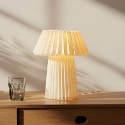 Lindby table lamp Magali, white, paper, Ø 34 cm, E14