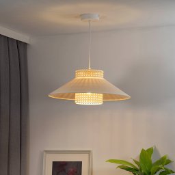 Euluna Cappello pendant light, beige, natural rattan, Ø 45 cm