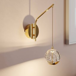 Lucande LED wall lamp Hayley, gold-coloured, glass, 34 cm high