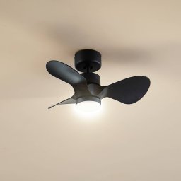 Lindby LED ceiling fan Enon, black, DC motor, quiet