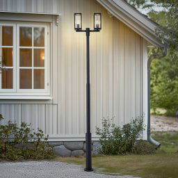 Lucande outdoor lamp Siveta, 240 cm, 2-bulb, black, E27, IP65