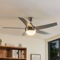 Lindby ceiling fan with light Auraya, quiet, steel