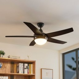 Lindby ceiling fan with light Auraya, quiet, black