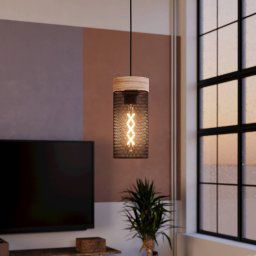 EGLO Kilnsdale pendant light, Ø 11 cm, black/brown, steel