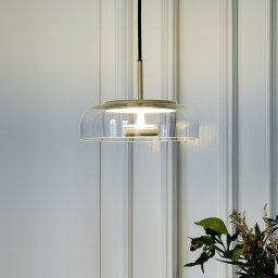 Nuura Aps Nuura LED pendant light Blossi 1, gold / clear, Ø 23 cm, glass