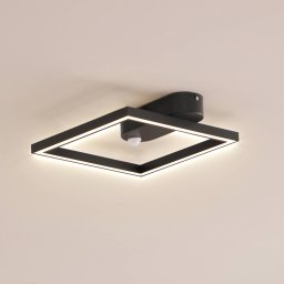 Lindby LED sensor ceiling light Yulla, 34 cm, black, sensor