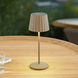 Lindby LED rechargeable table lamp Esali, beige, metal, IP65