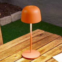 Lindby Arietty LED rechargeable table lamp, orange, dimmable, IP65