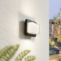 Lindby Sibara LED outdoor wall light, anthracite, angular, IP54