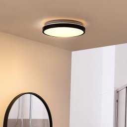 Lindby LED ceiling lamp Medon Ø 29 cm black plastic IP44