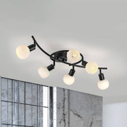 JUST LIGHT. GmbH JUST LIGHT. Loki ceiling light, 6-bulb, black, iron, glass