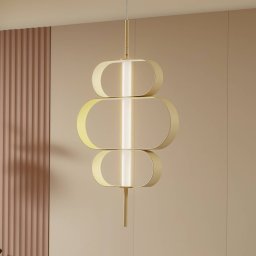 Lucande Audrina LED pendant light, beige, metal, dimmable