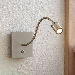 Lindby LED wall light Legera, 11 cm, nickel-coloured, flex arm