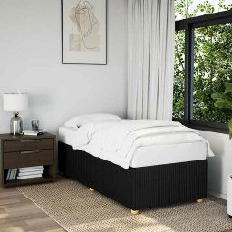 vidaXL Bed Frame without Mattress Black 90x190 cm Single Fabric