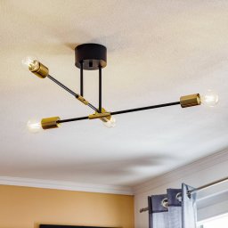 Luminex Ilia ceiling light, black/gold, 4-bulb