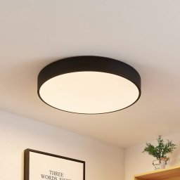 Lindby LED ceiling light Simera, Ø 50cm, black, metal