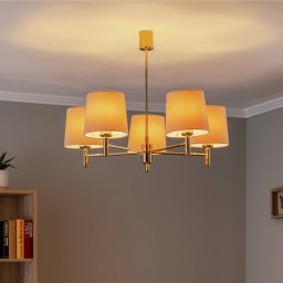Argon Polo chandelier, 5-bulb, beige/dark brass