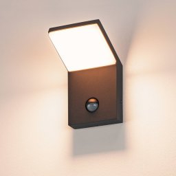 SLV LED wall lamp Ordi, anthracite, aluminium, width 10 cm, sensor