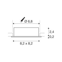 SLV recessed ceiling light New Tria, black, aluminium, length 8.2 cm