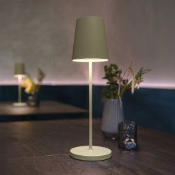 SLV LED rechargeable lamp Vinolina Two, green, aluminium, Ø 11 cm, IP65