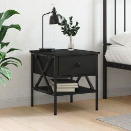 vidaXL Bedside Table Black 40x42x45 cm Engineered Wood